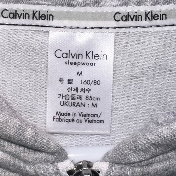 NWOT Calvin Klein Modern Cotton Loungewear Top Hoodie Full Zip Monogram Grey M - Picture 3 of 7